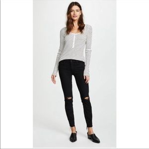 MOTHER Looker Ankle Fray Jean, Guilty As Sin (black), Sz 28